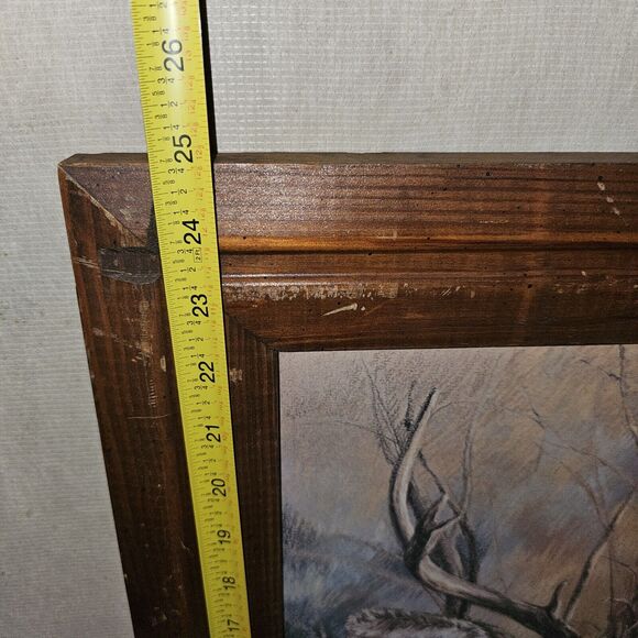 Deer Portrait Original Wood Framed Print Signed Nature Country Wall Decor - Picture 8 of 10